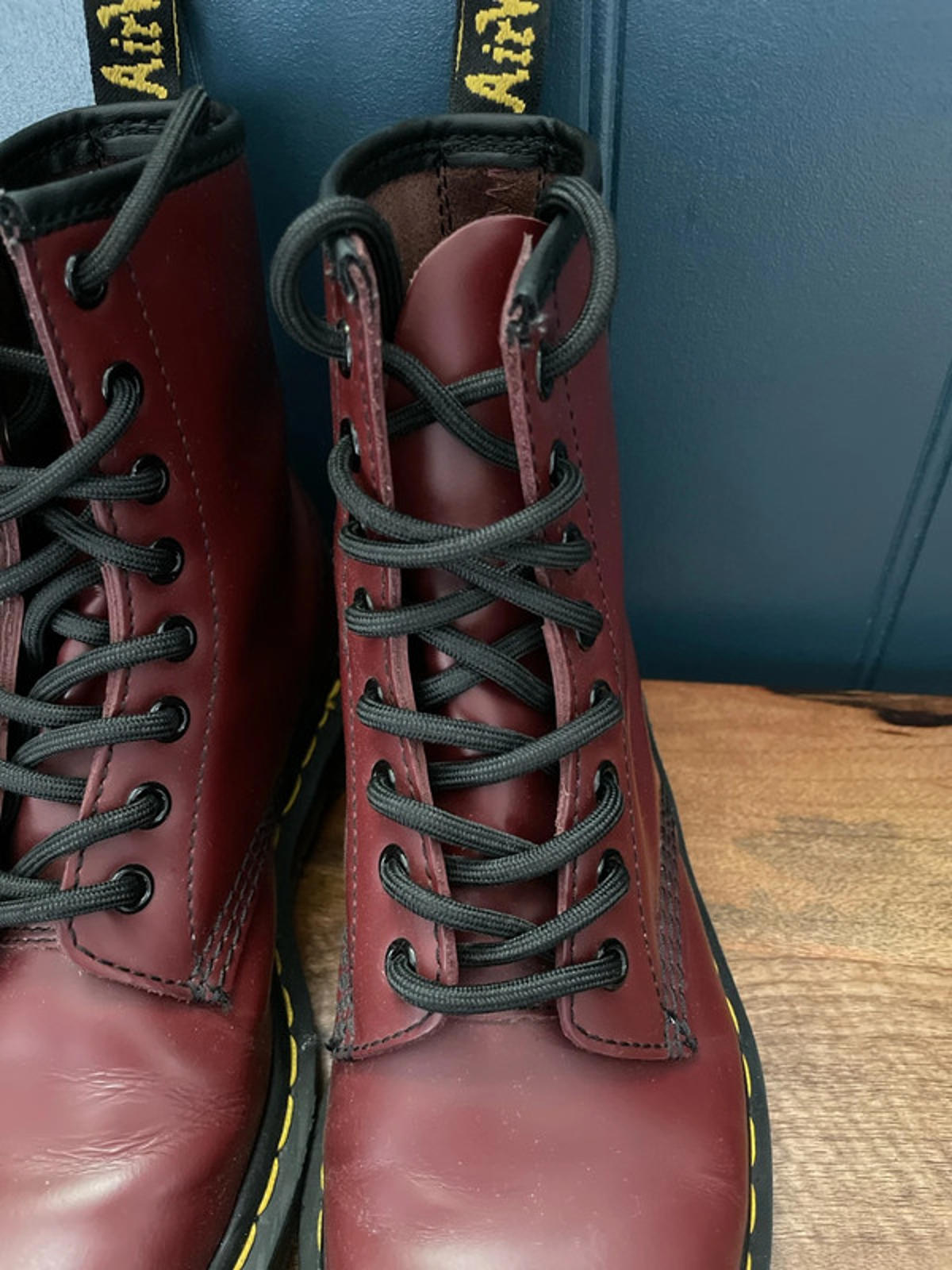Women’s Dr Martens 1460 Mid Calf Leather Lace Up Boots In Burgandy - UK4 - 2165