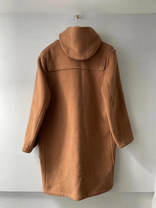 Women’s Gloverall Made In England Wool Hooded Duffle Coat In Brown - UK16 - 2390