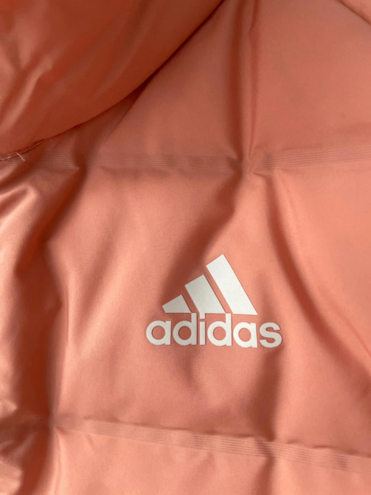Women’s Adidas Helionic Oversized RLX Down Puffer Jacket In Coral - Large - 2340