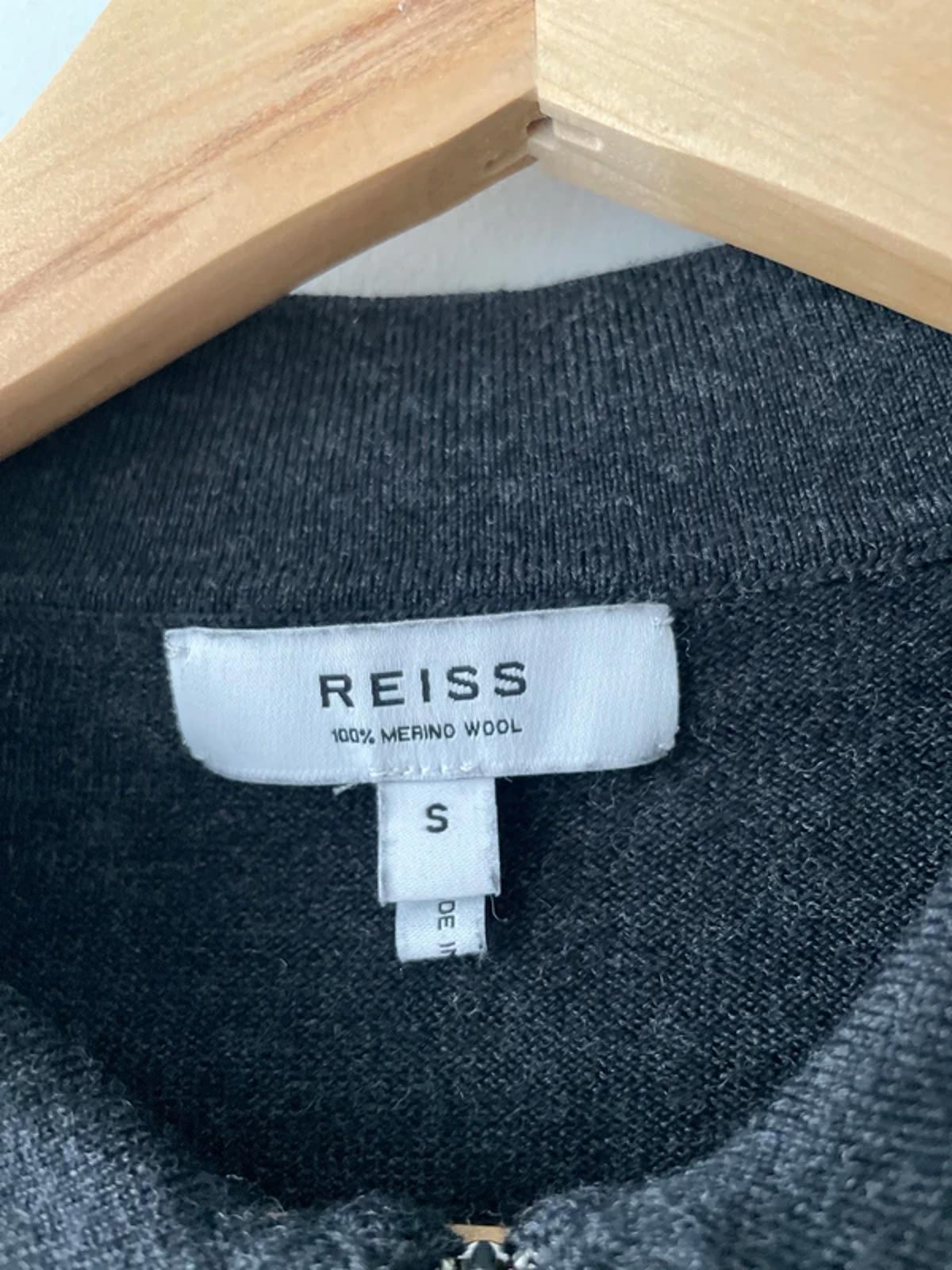 Men’s Reiss 100% Merino Wool Long Sleeve Knitted Polo Top In Grey - Small - 2904