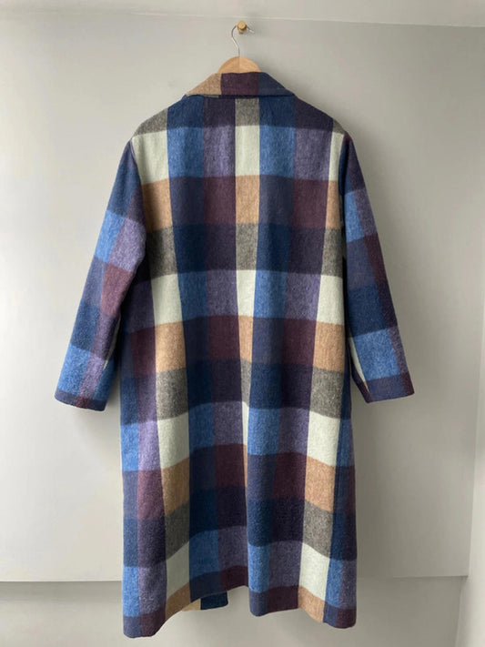 Women’s Vilagallo Premium Wool Checked Longline Overcoat Jacket - UK14 - 2452