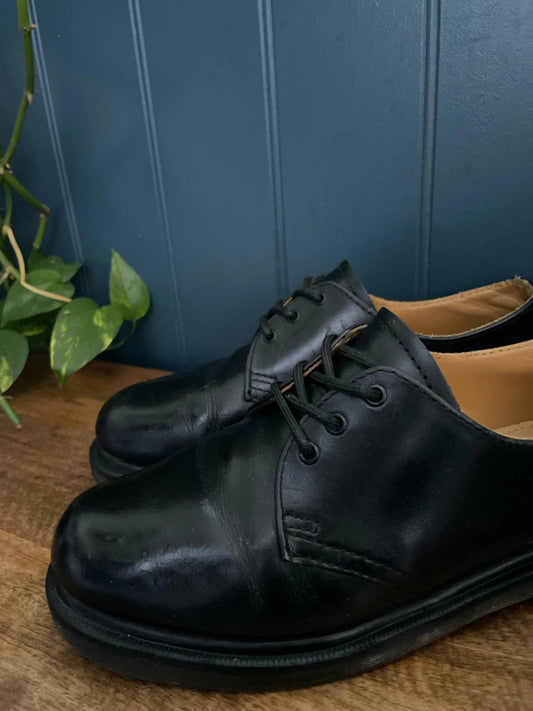 Women’s Dr Martens 1461 Premium Leather Chunky Sole Shoes In Black - UK 5 - 2303