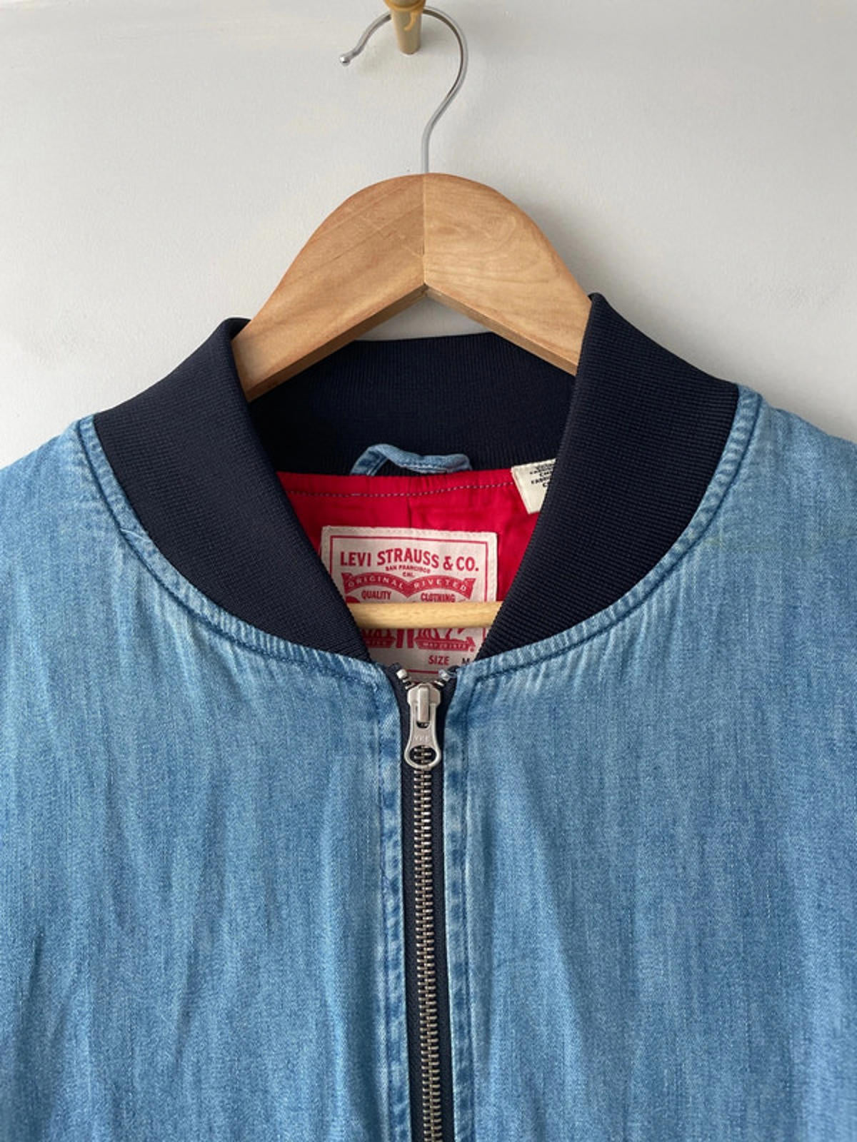 Men’s Levi’s Vintage Sky Blue Denim Bomber Jacket - Medium - 2035