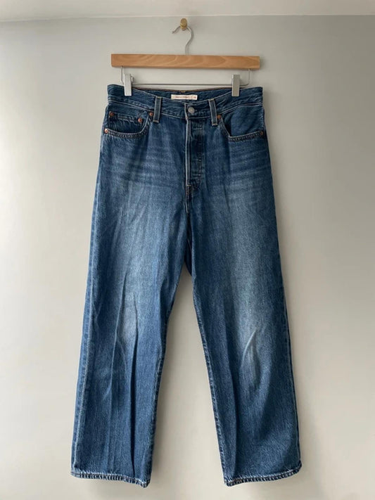 Women’s Levi’s High Waisted Ribcage Straight Fit Jeans In Navy - W28/L27 - 2954