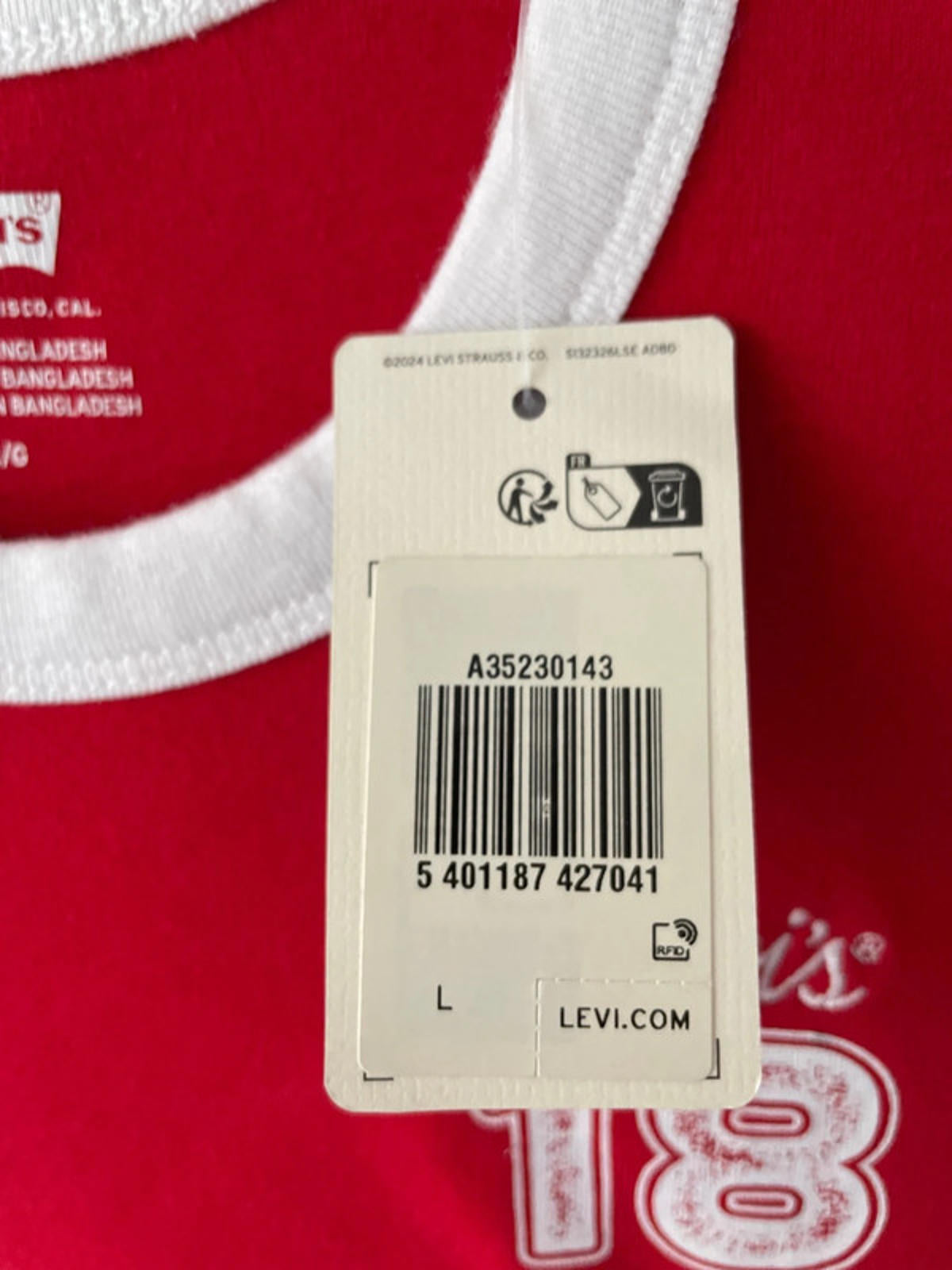 Women’s Levi’s Short Sleeve Slim Fit Mini Ringer T-shirt - Large - 1885