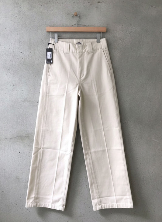 Women’s Dickies Wide Leg Chino Trousers In Cream - W24/L32 - 3006