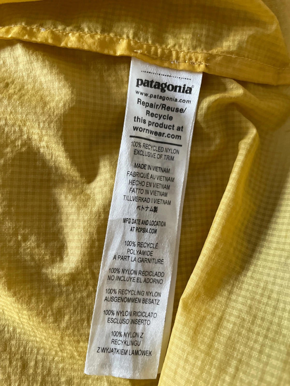 Men’s Patagonia Houdini 100% Recycled Nylon Ripstop Jacket In Yellow - Small - 2394
