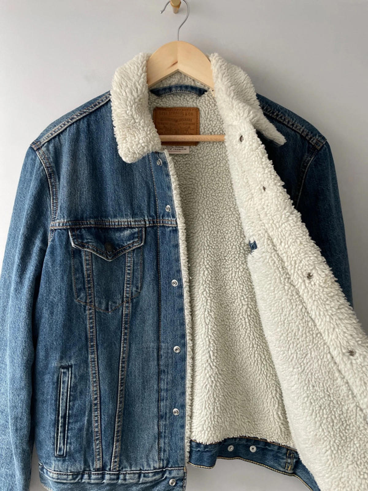 Men's Levi's Denim Trucker Jacket Coat With Borg Lining In Blue - Medium - 2330