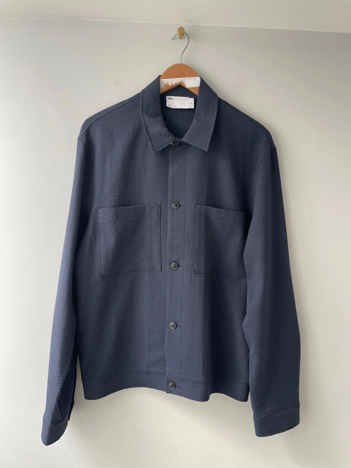 Men’s Asos Design Smart Button Through Seersucker Jacket in Navy - Medium - 1573