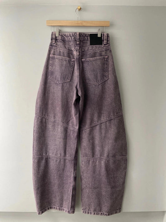 Women’s Monki Wide barrel leg jeans with patch detail In Grey Lilac Wash - W26/L32 - 2412