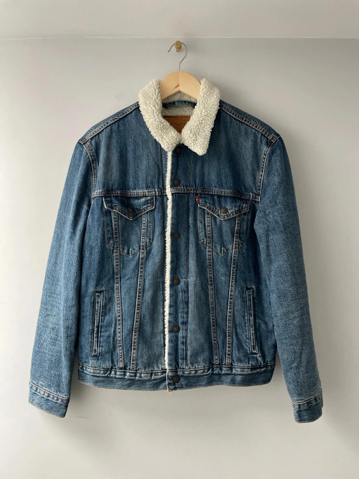 Men's Levi's Denim Trucker Jacket Coat With Borg Lining In Blue - Medium - 2330