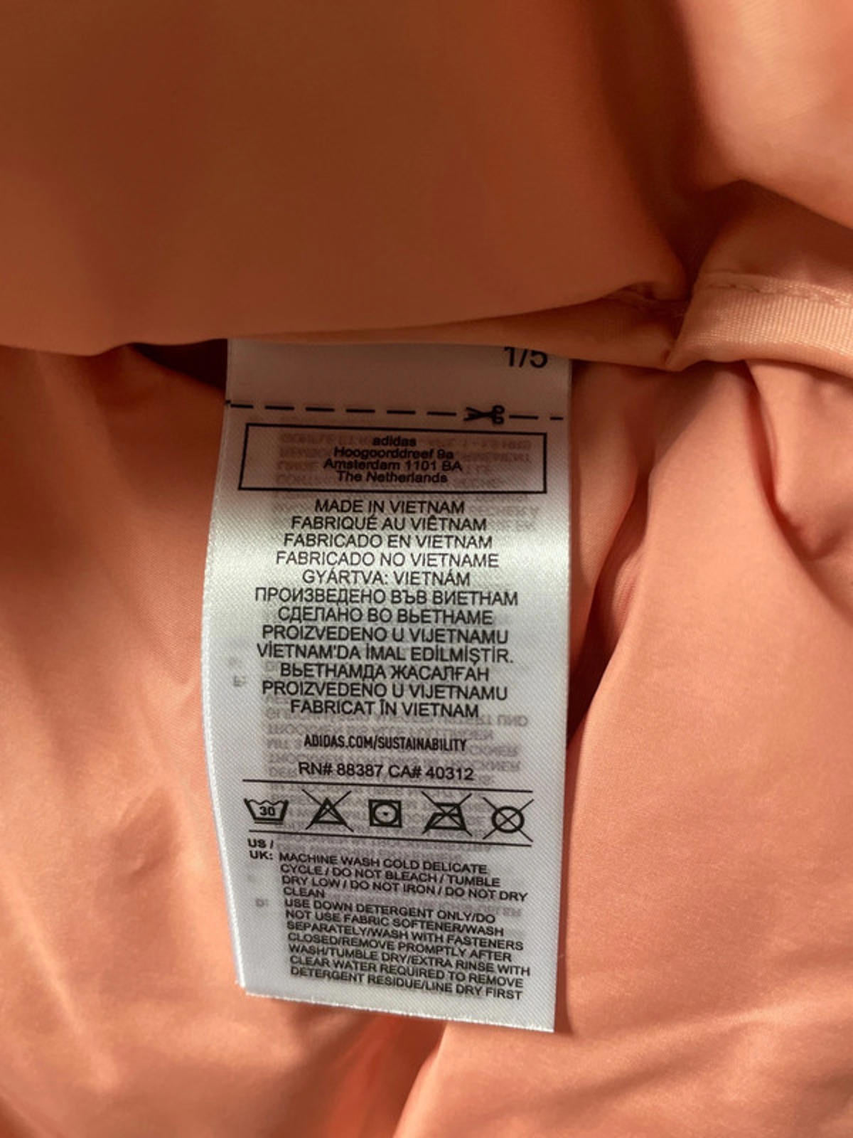 Women’s Adidas Helionic Oversized RLX Down Puffer Jacket In Coral - Large - 2340
