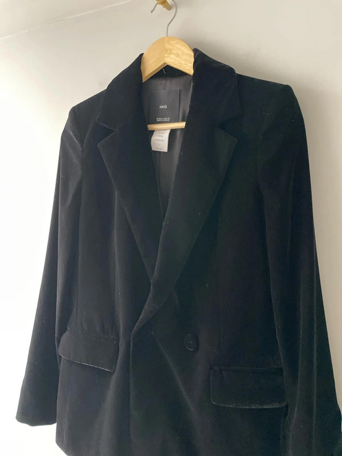 Women’s Mango Double Breasted Velvet Jacket Blazer In Black - Small - 2380