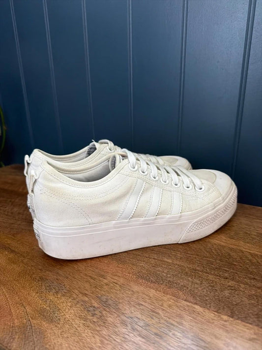 Women’s Adidas Nizza Chunky Sole Trainers In White - Uk6.5 - 3286