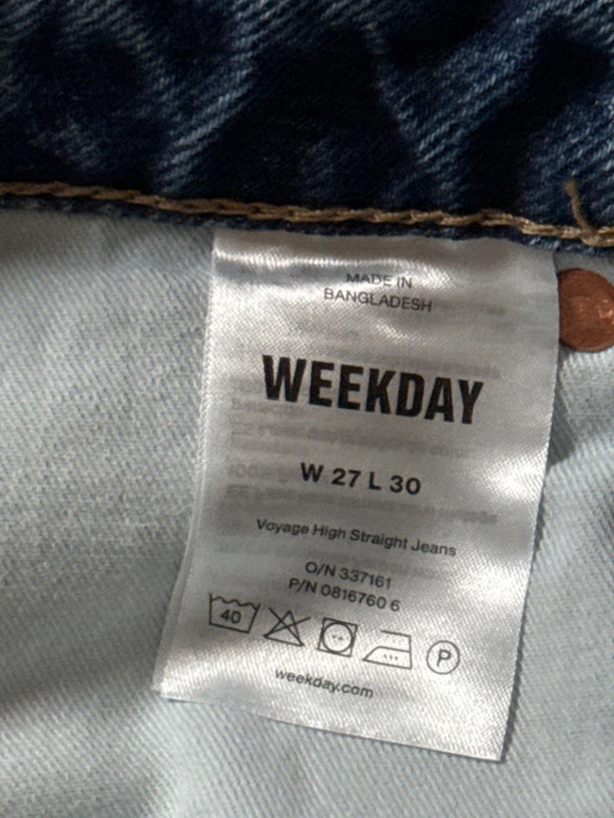 Women’s Weekday Voyage Fit High Waisted Jeans With Wash Effect - W27/L30 - 0622