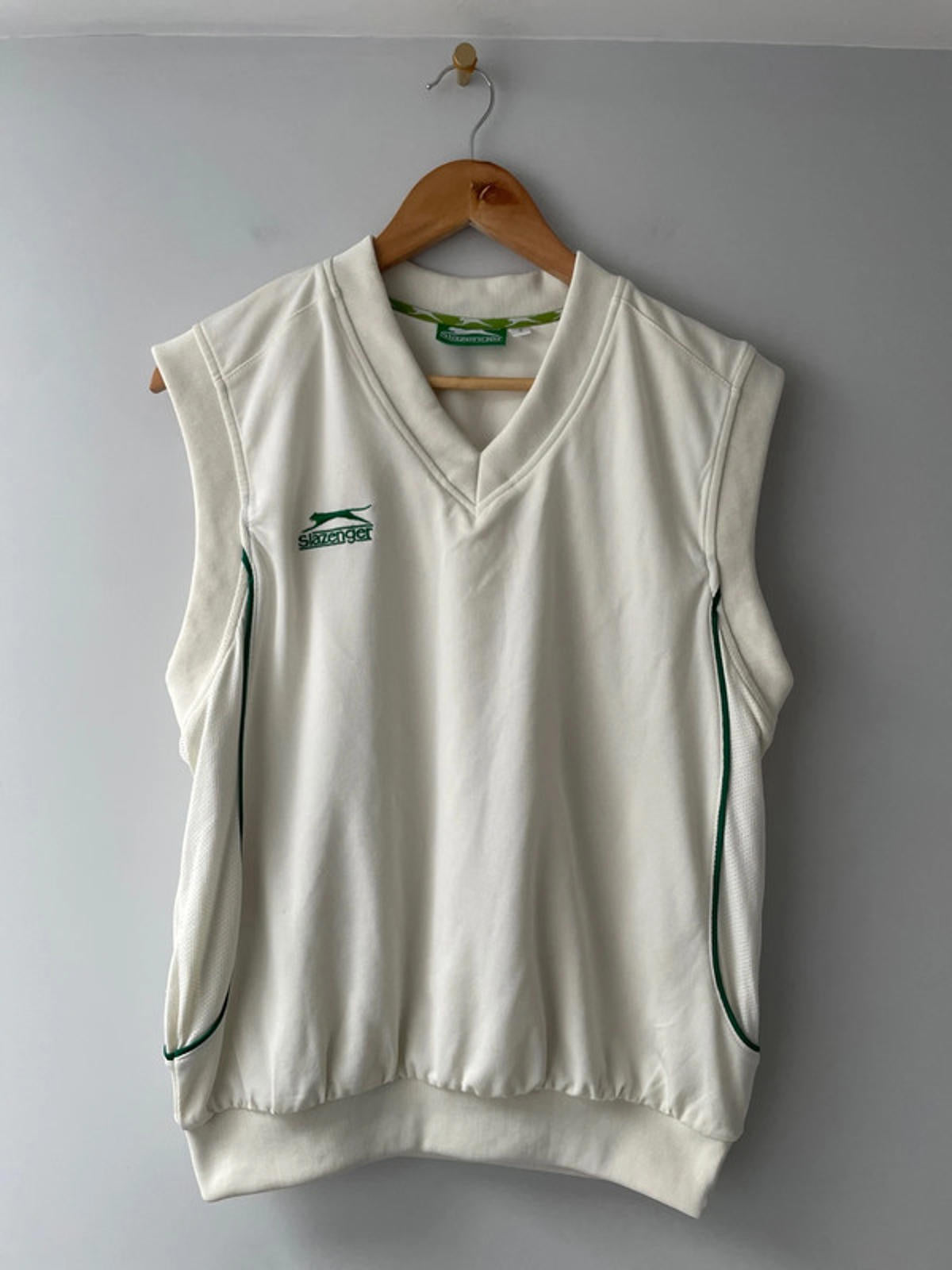 Men’s Slazenger Vintage Retro Cricket Tank Top Jumper In Cream - Medium - 2316