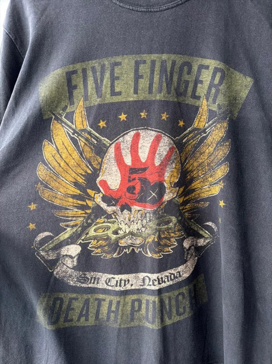 Men’s five finger death punch print crew neck t-shirt in black - Large - 3415