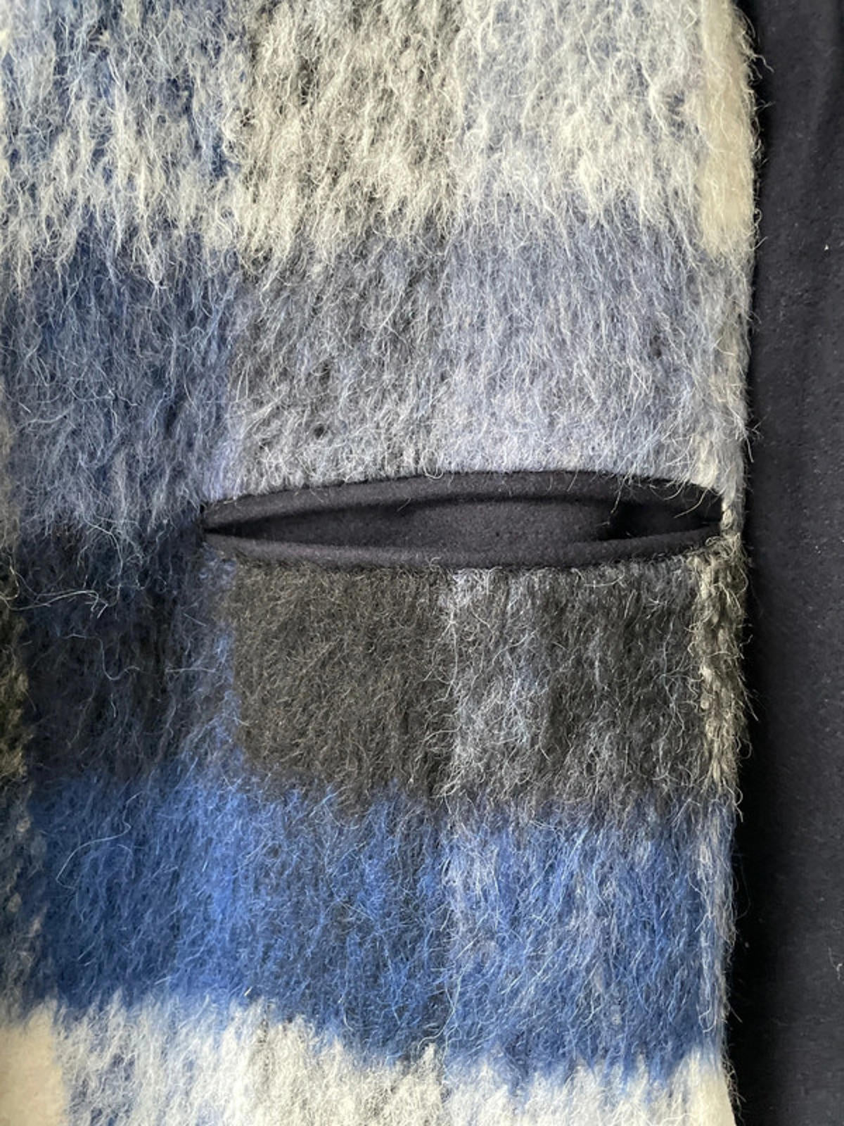 Women’s Sandro Paris Premium Mohair Check Coat Jacket In Navy - UK12 - 2371