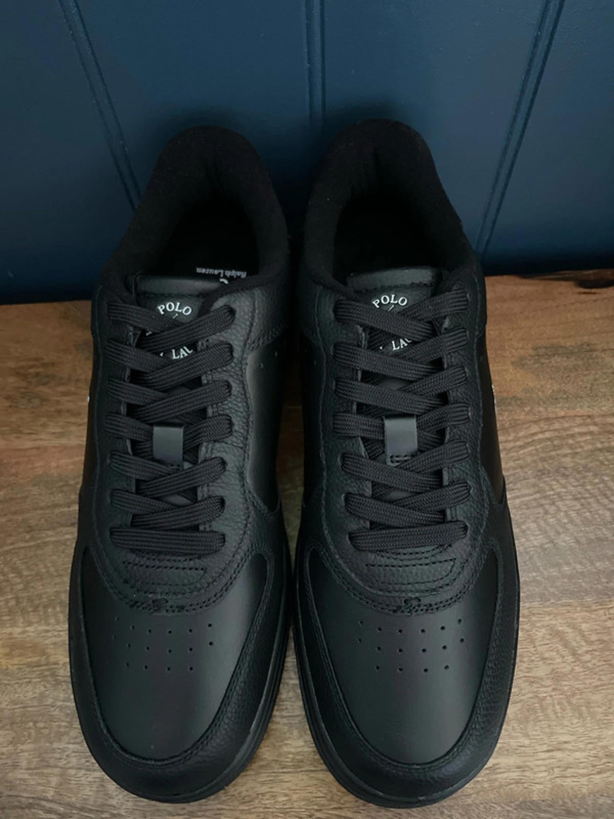 Men’s Ralph Lauren Masters Court Leather Trainer In Black - UK 8 - 2302