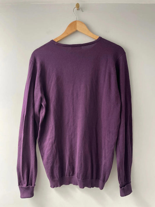 Men’s John Smedley Long Sleeve Crew Neck Jumper In Purple - Medium - 2516