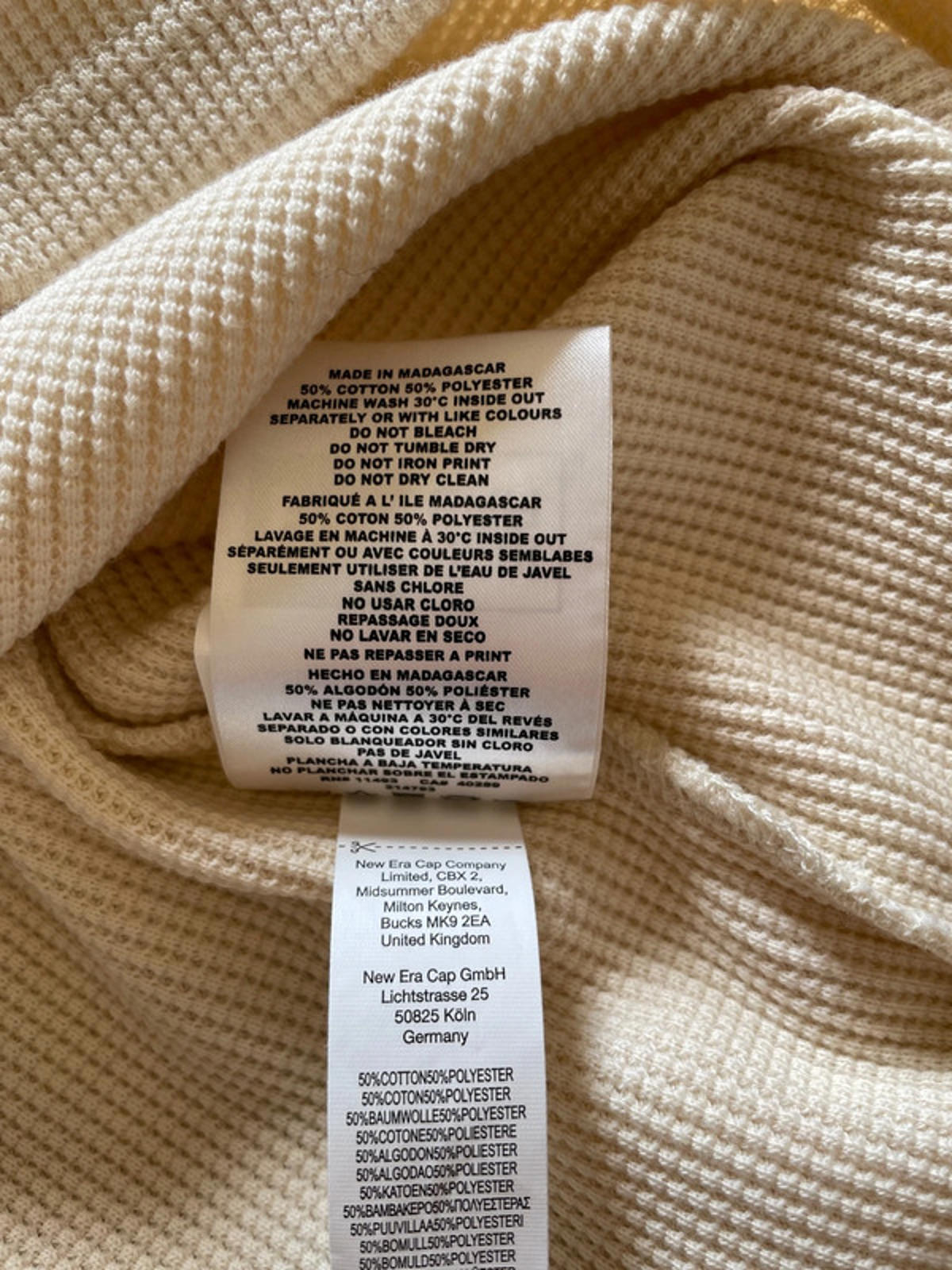 Men’s New Era Waffle Knit Crew Neck Long Sleeve Jumper in Cream - Small - 2335