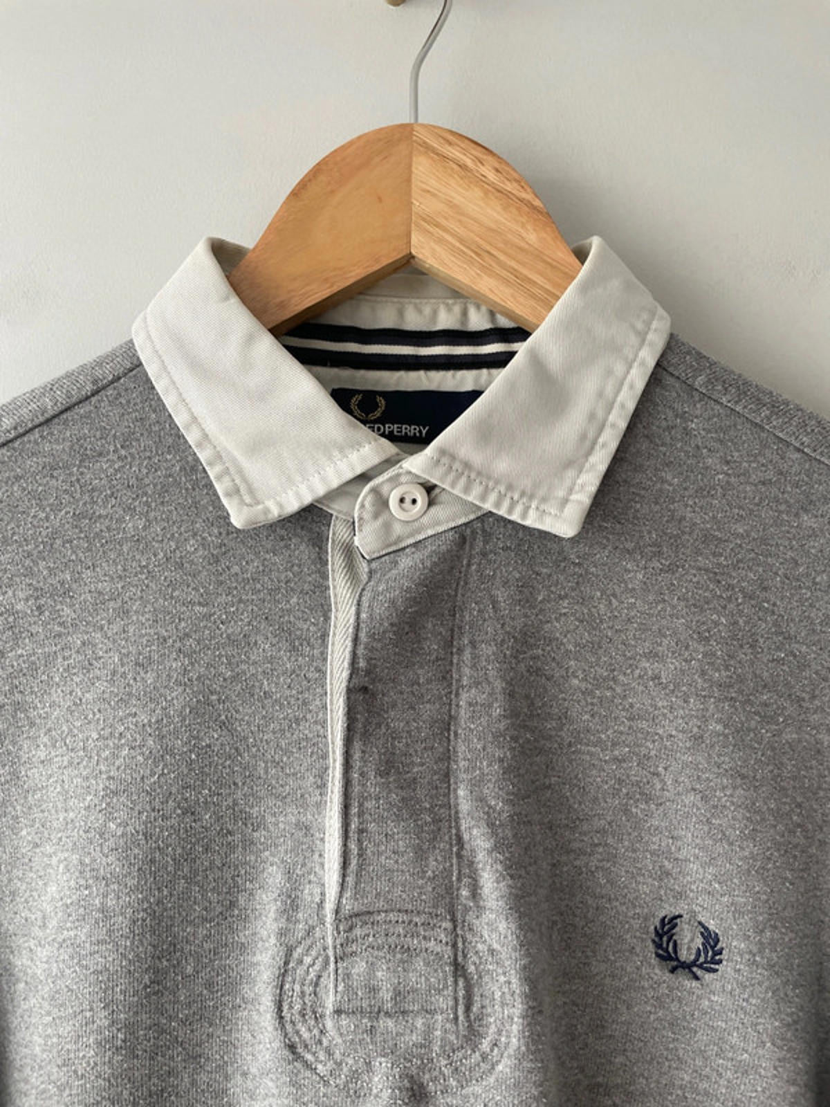 Men’s Fred Perry Long Sleeve Rugby Polo Top In Grey - Small - 2003