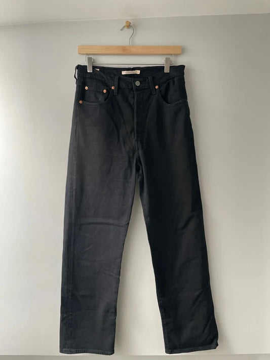 Women’s Levi’s High Waisted Ribcage Straight Fit Jeans In Black - W30/L29 - 2906