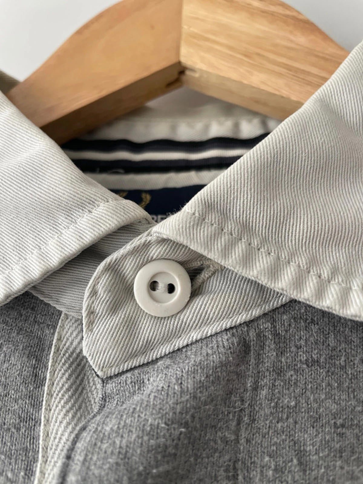 Men’s Fred Perry Long Sleeve Rugby Polo Top In Grey - Small - 2003