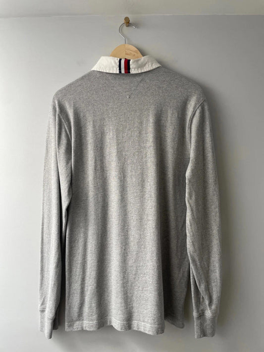 Men’s Tommy Hilfiger Rugby Shirt Top - Grey - Large - 2144