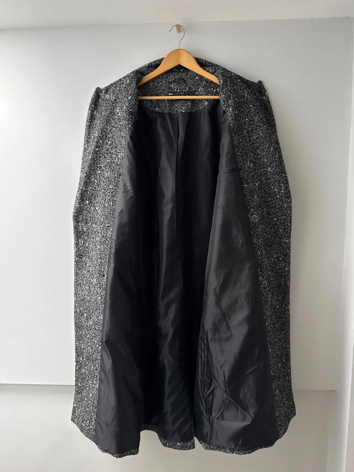Men’s Asos oversized fit overcoat in Salt and Pepper wool look fabric - Medium - 0803