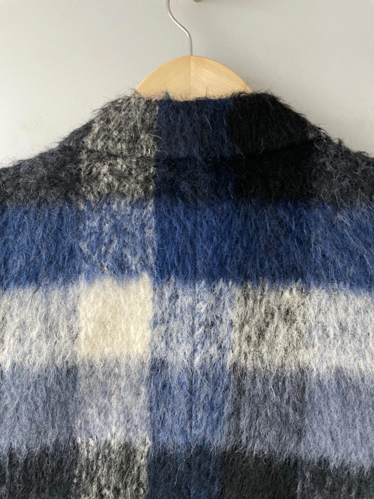 Women’s Sandro Paris Premium Mohair Check Coat Jacket In Navy - UK12 - 2371