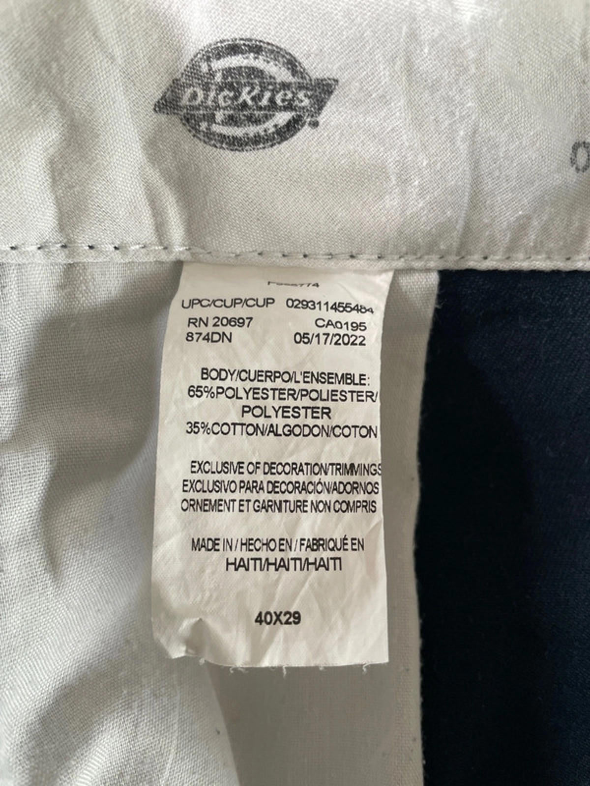 Men’s Dickies 874 Original Fit Premium Chino Trousers - W40/L28 - 1712