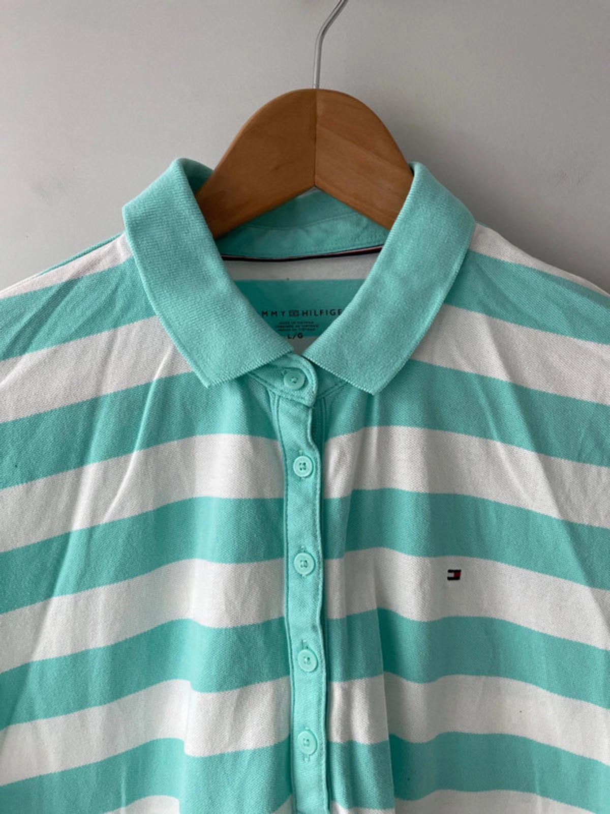 Womens Tommy Hilfiger Striped Polo Top - Large - 1596