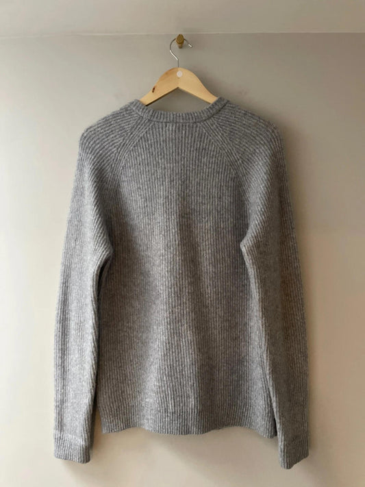Men’s Reiss Premium Wool And Alpaca Crew Neck Ribbed Jumper In Grey - Small - 2534