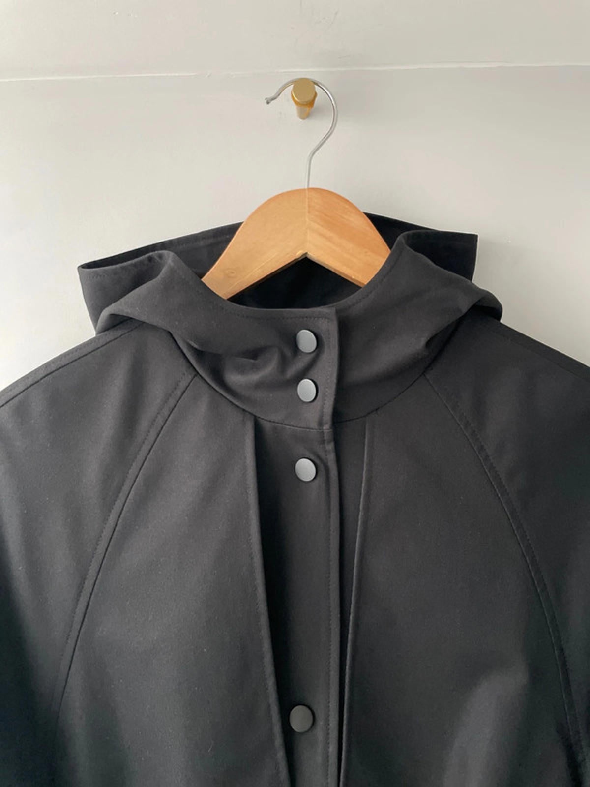 Women’s Threadbare Longline Hooded Trench Coat In Black - UK8- 2391