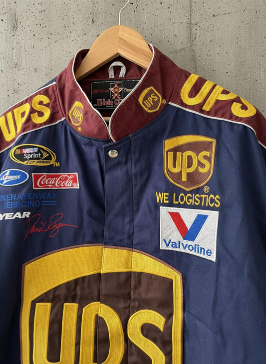 Mens Vintage UPS Nascar Racing Jacket With Multiple Brand Logos - XLarge - 3481
