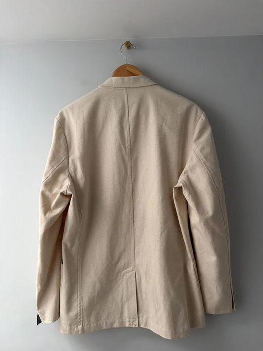 Men’s Jack & Jones Dalton Premium Linen Blazer In Cream - Medium - 3281