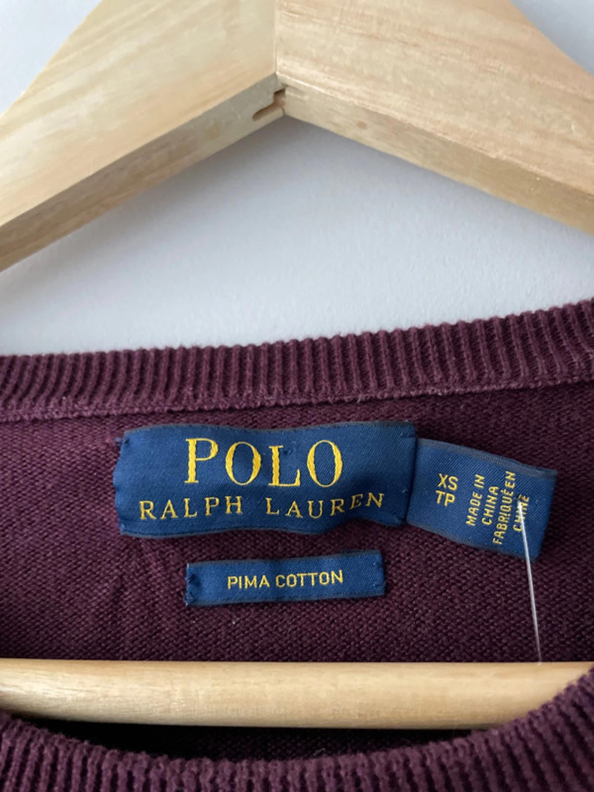 Men’s Ralph Lauren Long Sleeve Crew Neck Jumper In Burgundy - XSmall- 2060