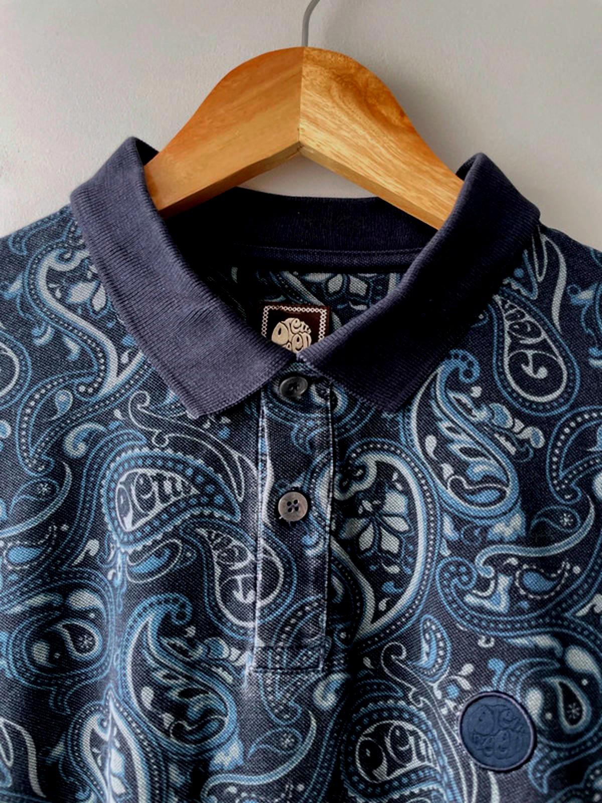Men’s Pretty Green Tonal Wonderwall Paisley Print Polo Top - Medium - 1724
