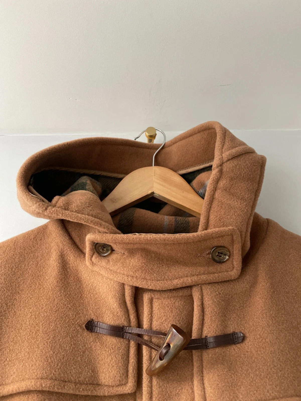 Women’s Gloverall Made In England Wool Hooded Duffle Coat In Brown - UK16 - 2390