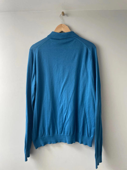 Men’s John Smedley Long Sleeve Knitted Polo Top - XLarge - 2109