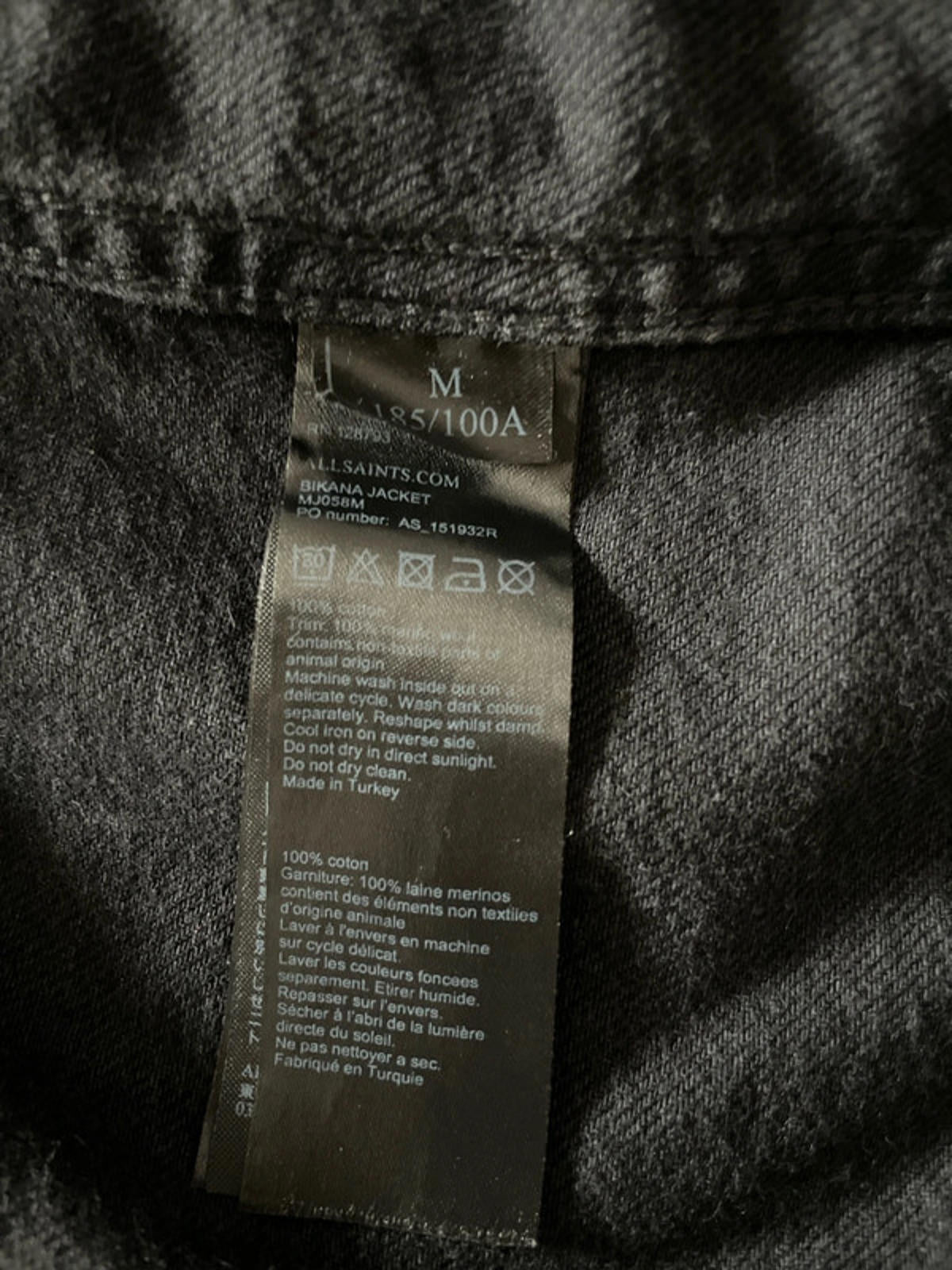 Women’s AllSaints Imoku Denim Jacket with Borg Collar In Black - Medium - 2327
