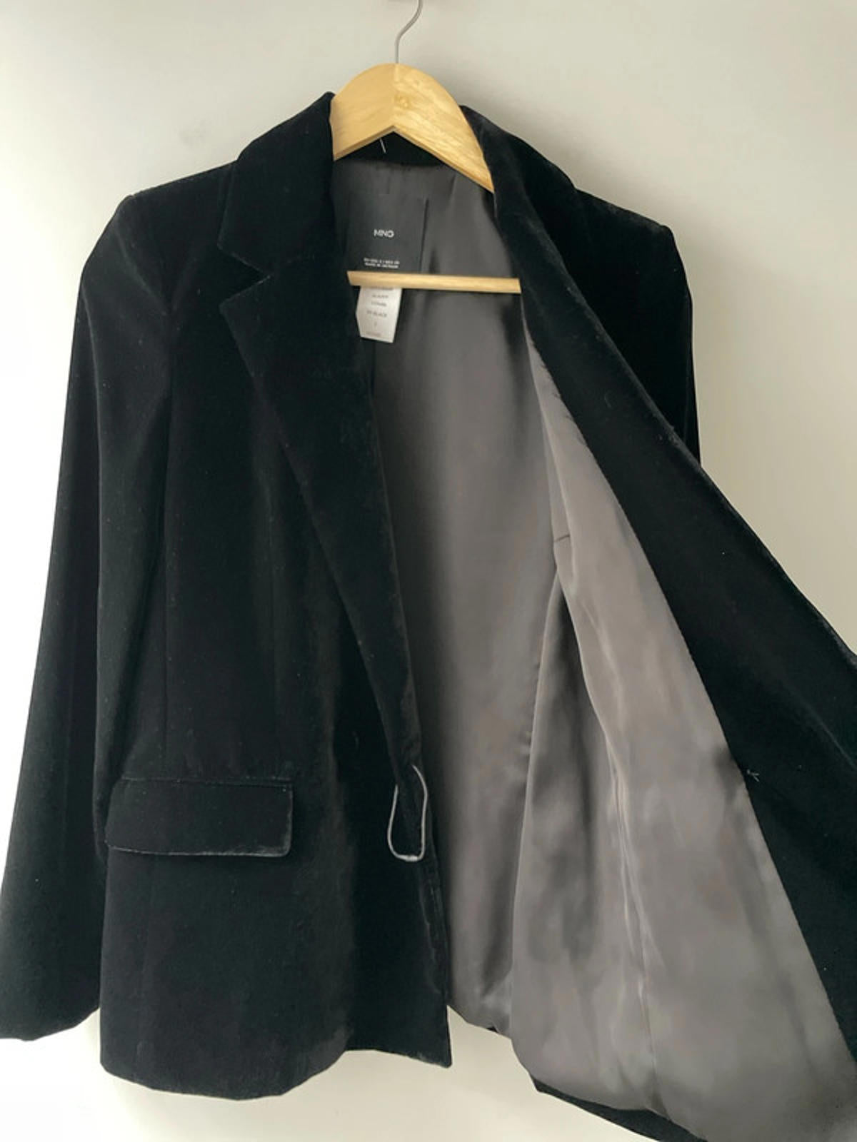 Women’s Mango Double Breasted Velvet Jacket Blazer In Black - Small - 2380
