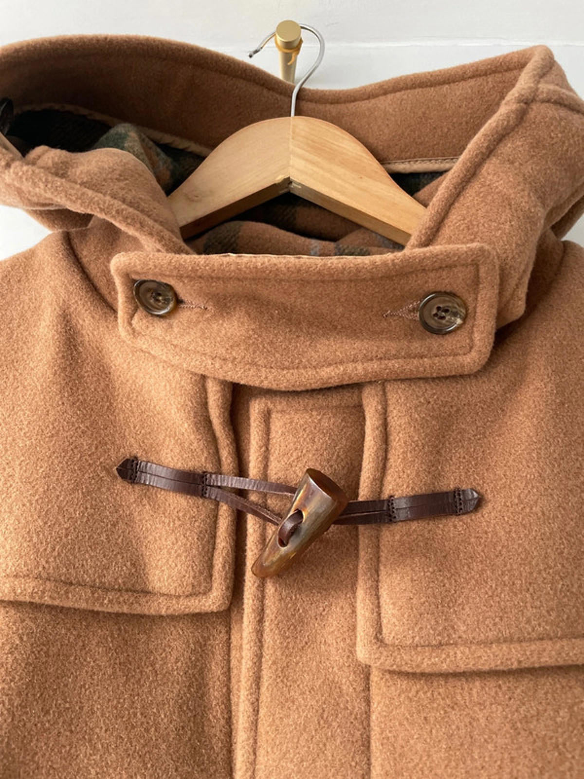 Women’s Gloverall Made In England Wool Hooded Duffle Coat In Brown - UK16 - 2390