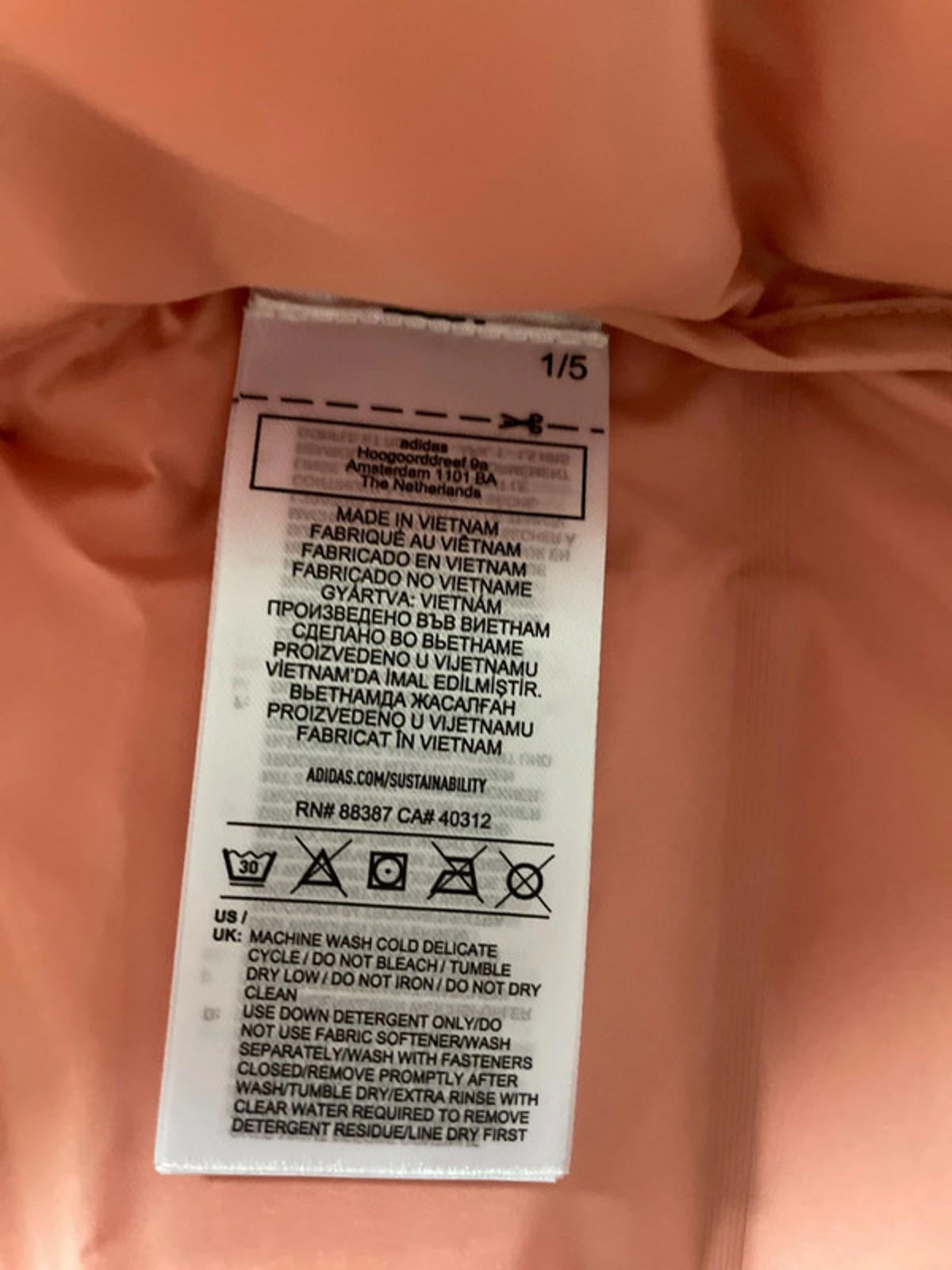 Women’s Adidas Helionic Oversized RLX Down Puffer Jacket In Coral - Uk12 - 2342