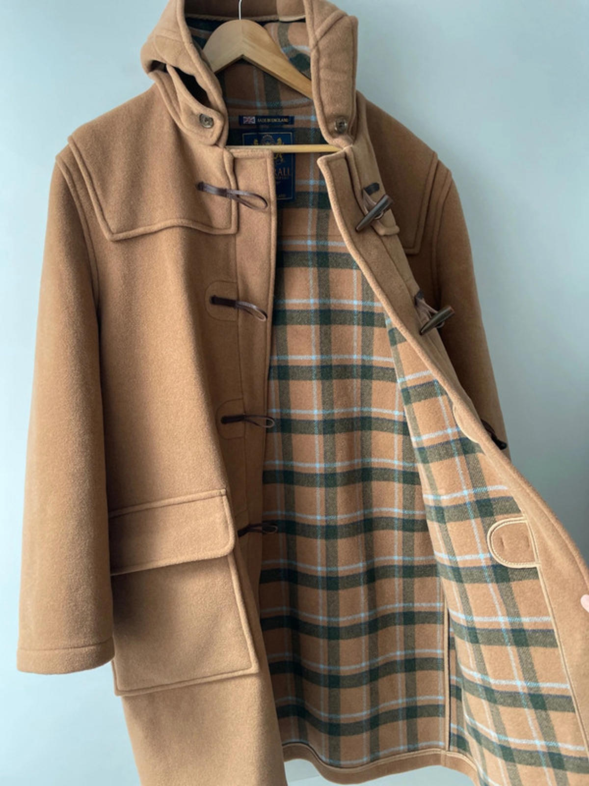 Women’s Gloverall Made In England Wool Hooded Duffle Coat In Brown - UK16 - 2390