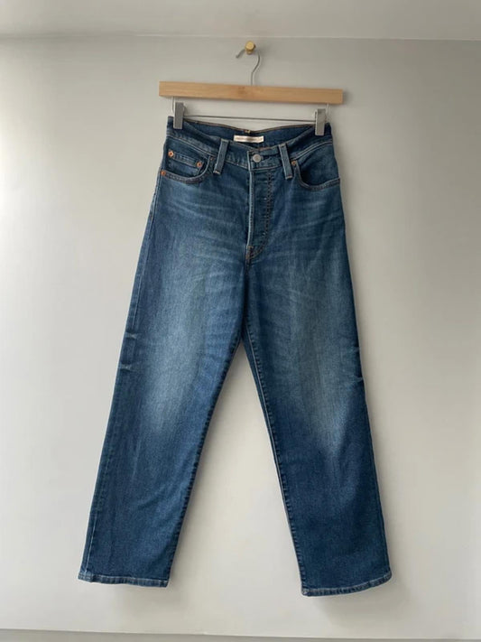 Women’s Levi’s High Waisted Ribcage Straight Fit Jeans In Navy - W25/L27 - 3020