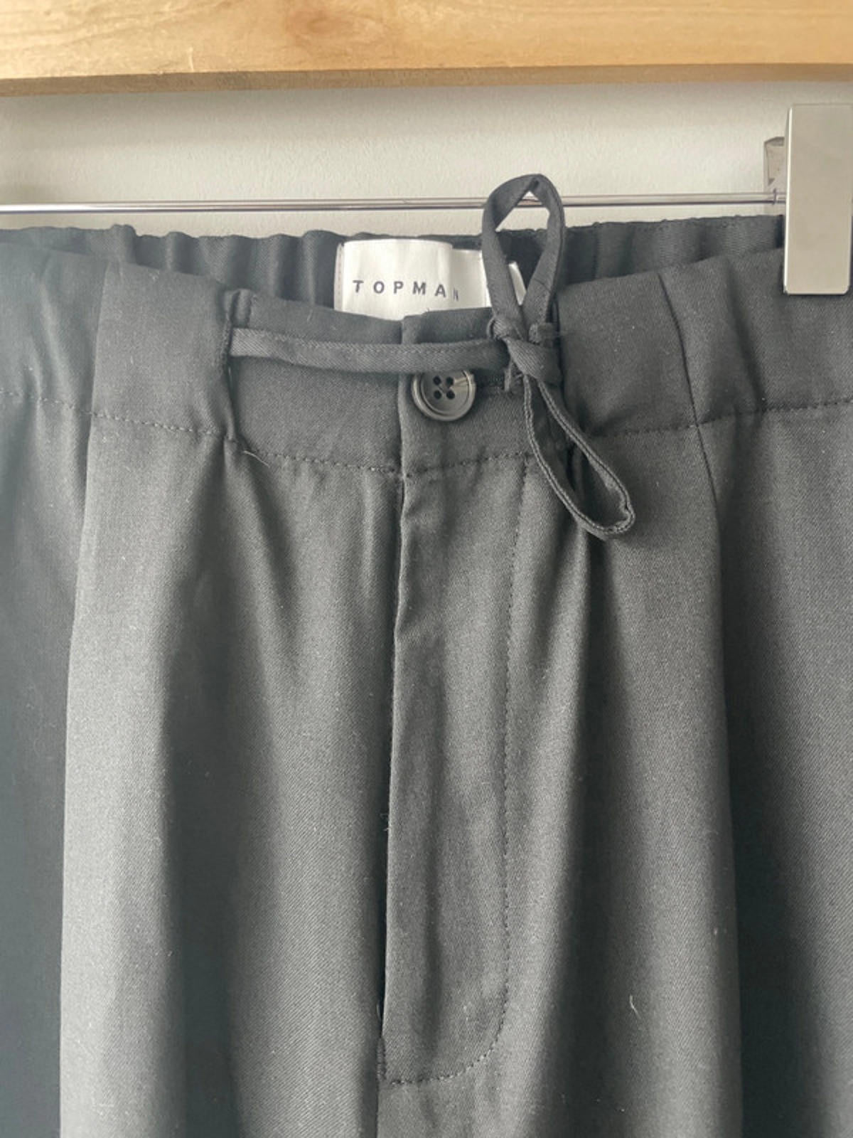 Men’s Topman Smart Wide Leg Trousers In Black - W34/L29 - 1810