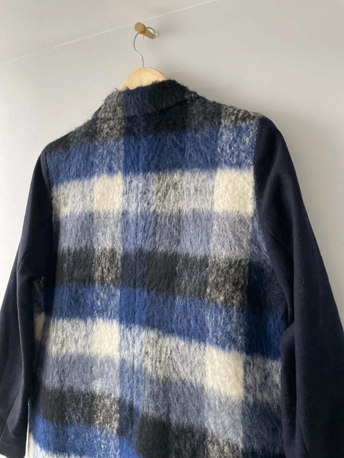 Women’s Sandro Paris Premium Mohair Check Coat Jacket In Navy - UK12 - 2371