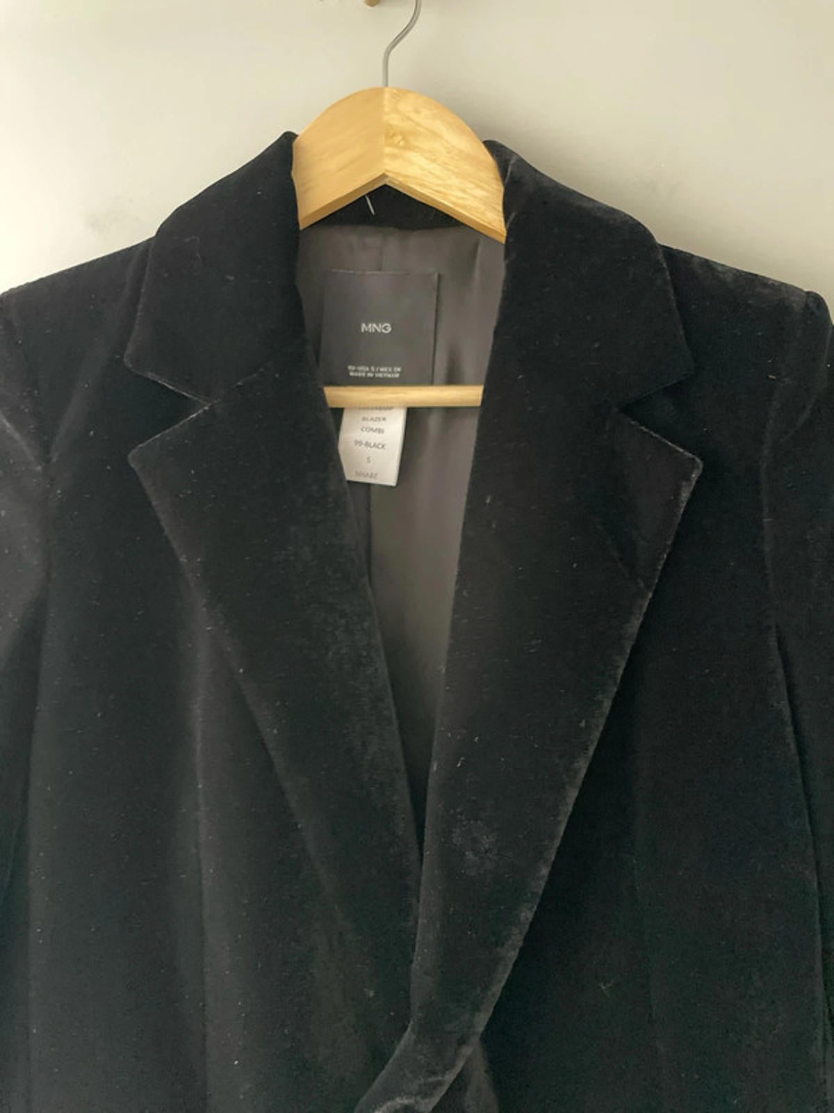 Women’s Mango Double Breasted Velvet Jacket Blazer In Black - Small - 2380